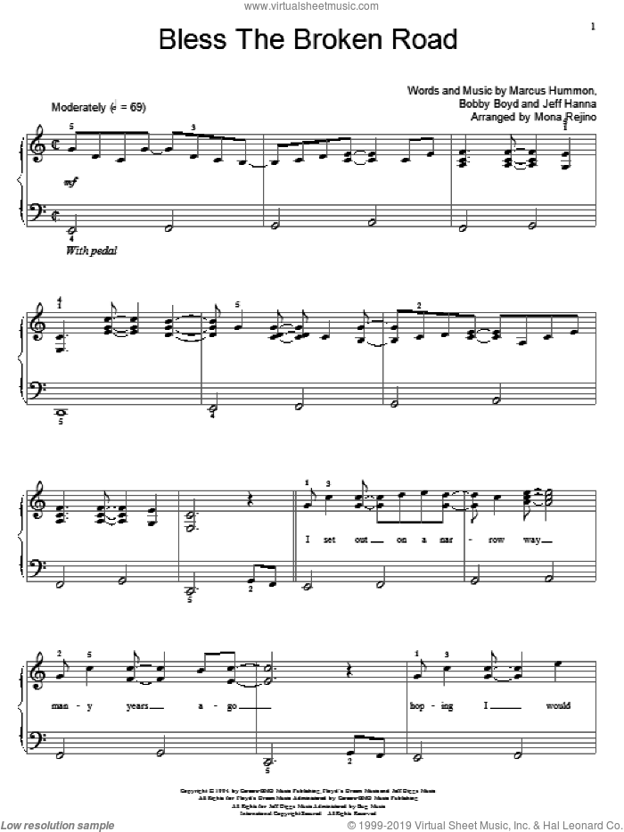 Bless The Broken Road, (beginner) sheet music for piano solo (elementary) by Rascal Flatts, Miscellaneous, Bobby Boyd, Jeffrey Hanna and Marcus Hummon, wedding score, beginner piano (elementary)