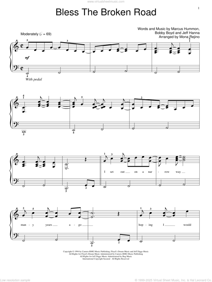 Bless The Broken Road, (beginner) sheet music for piano solo (elementary) by Rascal Flatts, Miscellaneous, Bobby Boyd, Jeffrey Hanna and Marcus Hummon, wedding score, beginner piano (elementary)