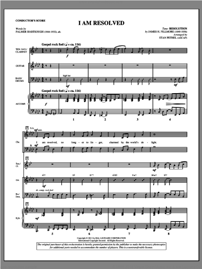 I Am Resolved (COMPLETE) sheet music for orchestra/band by Stan Pethel, intermediate skill level