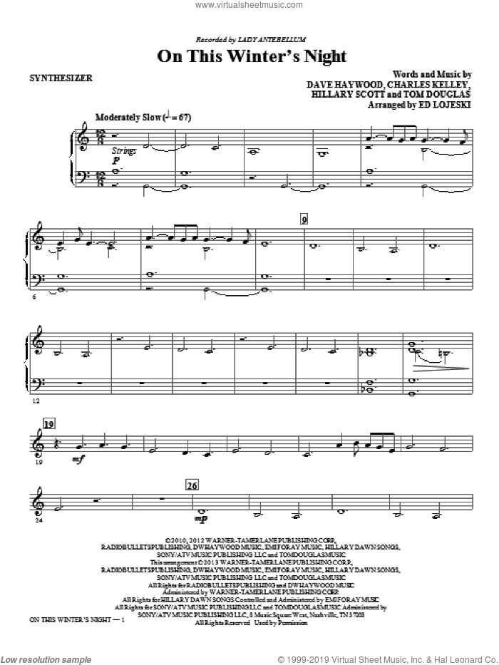 On This Winter's Night (arr. Ed Lojeski) (complete set of parts) sheet music for orchestra/band by Ed Lojeski, Lady A and Lady Antebellum, intermediate skill level