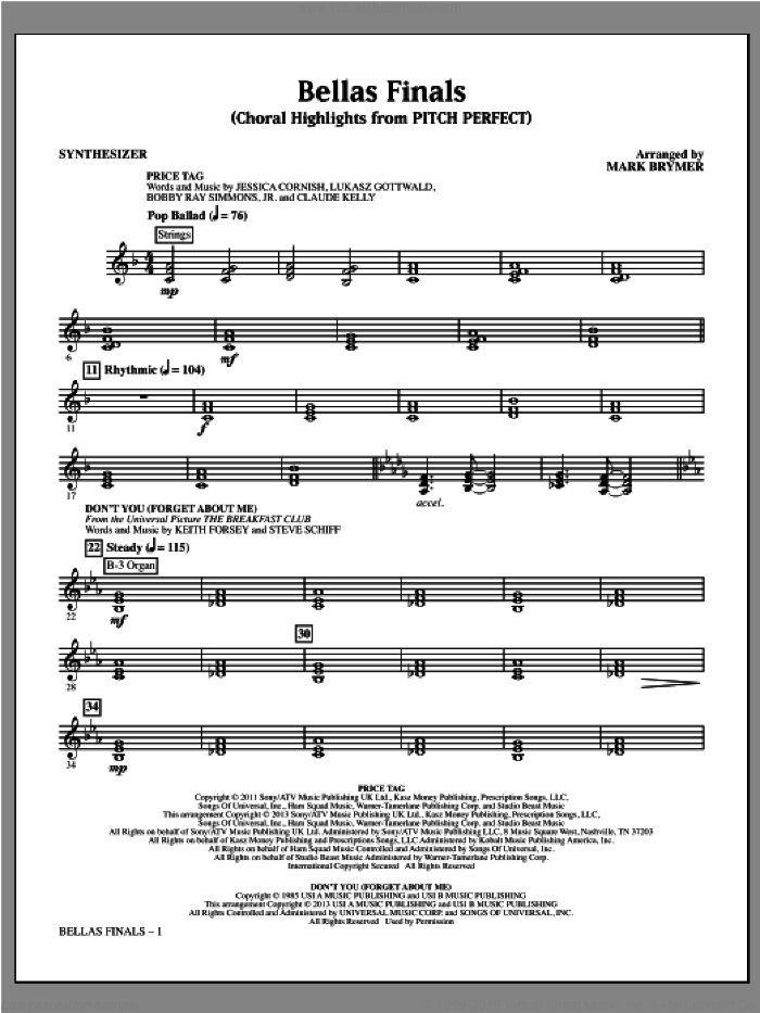 Bellas Finals (complete set of parts) sheet music for orchestra/band by Mark Brymer, intermediate skill level