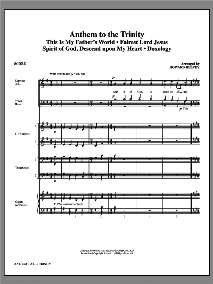 Anthem to the Trinity (COMPLETE) sheet music for orchestra/band (Brass) by Howard Helvey, intermediate skill level