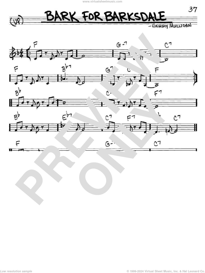 Bark For Barksdale sheet music for voice and other instruments (in C) by Gerry Mulligan, intermediate skill level