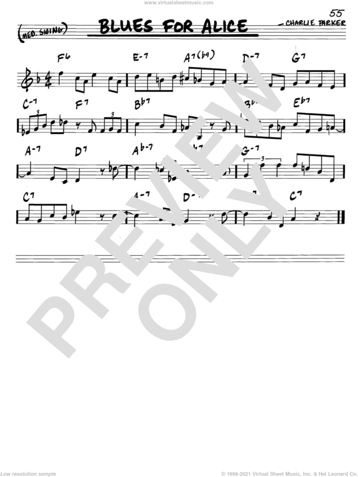 Blues For Alice sheet music for voice and other instruments (in C) by John Coltrane and Charlie Parker, intermediate skill level
