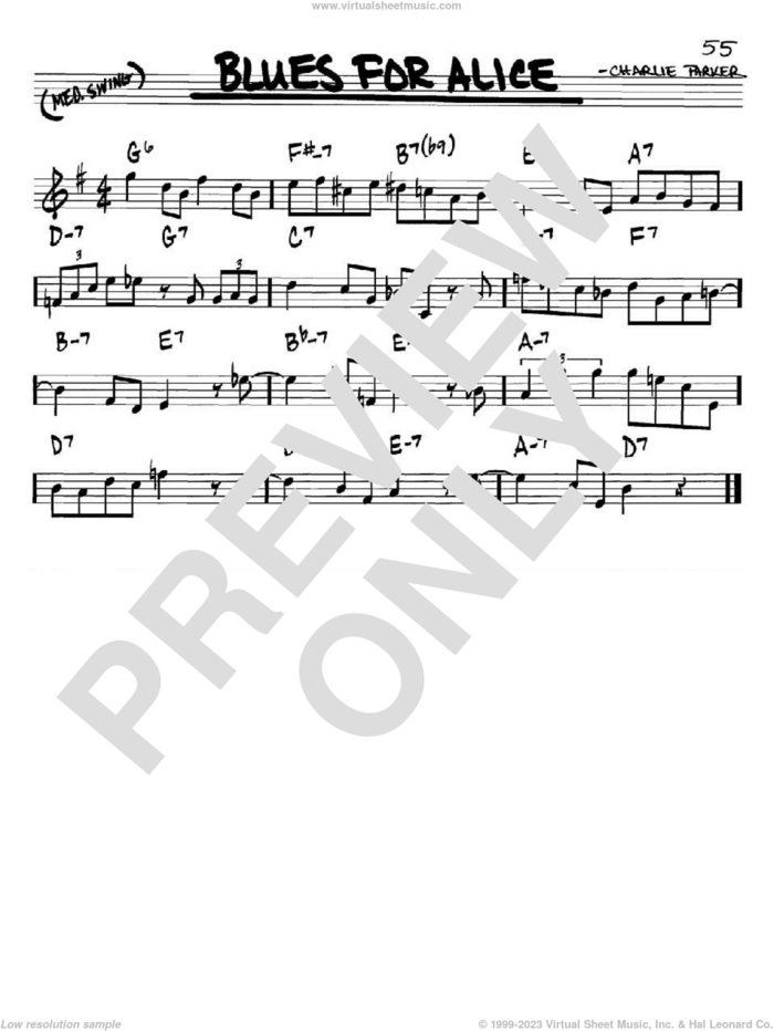 Blues For Alice sheet music for voice and other instruments (in Bb) by Charlie Parker and John Coltrane, intermediate skill level