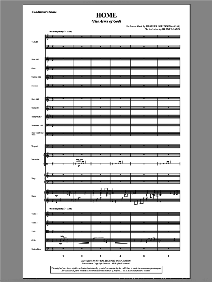 Home (The Arms of God) (COMPLETE) sheet music for orchestra/band by Heather Sorenson, intermediate skill level