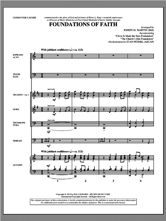 Foundations of Faith (COMPLETE) sheet music for orchestra/band (Brass) by Joseph M. Martin, intermediate skill level