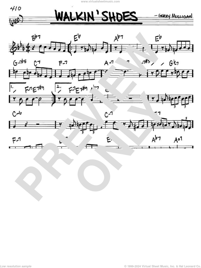 Walkin' Shoes sheet music for voice and other instruments (in C) by Gerry Mulligan, intermediate skill level