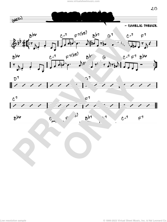 Steeplechase sheet music for voice and other instruments (in C) by Charlie Parker, intermediate skill level