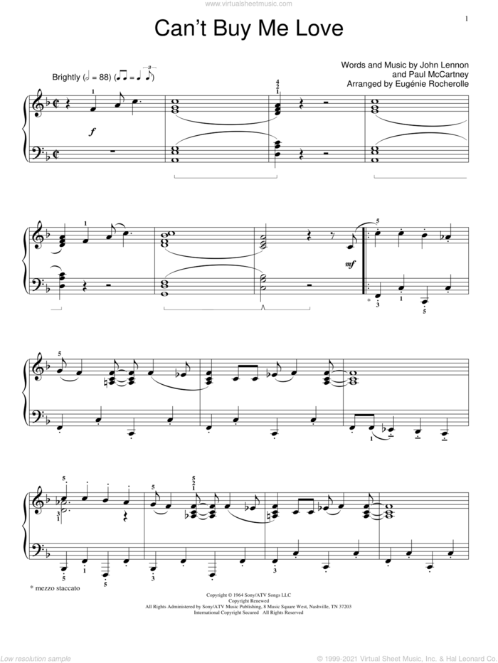 Can't Buy Me Love sheet music for piano solo (elementary) by The Beatles, Miscellaneous, John Lennon and Paul McCartney, beginner piano (elementary)
