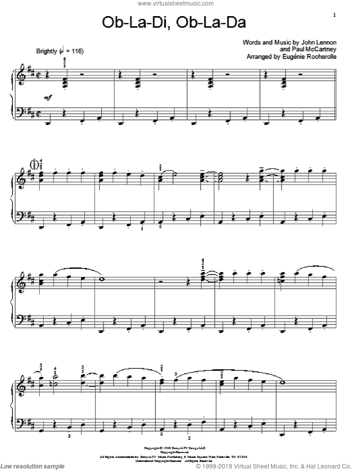 Ob-La-Di, Ob-La-Da sheet music for piano solo (elementary) by The Beatles, Miscellaneous, John Lennon and Paul McCartney, beginner piano (elementary)