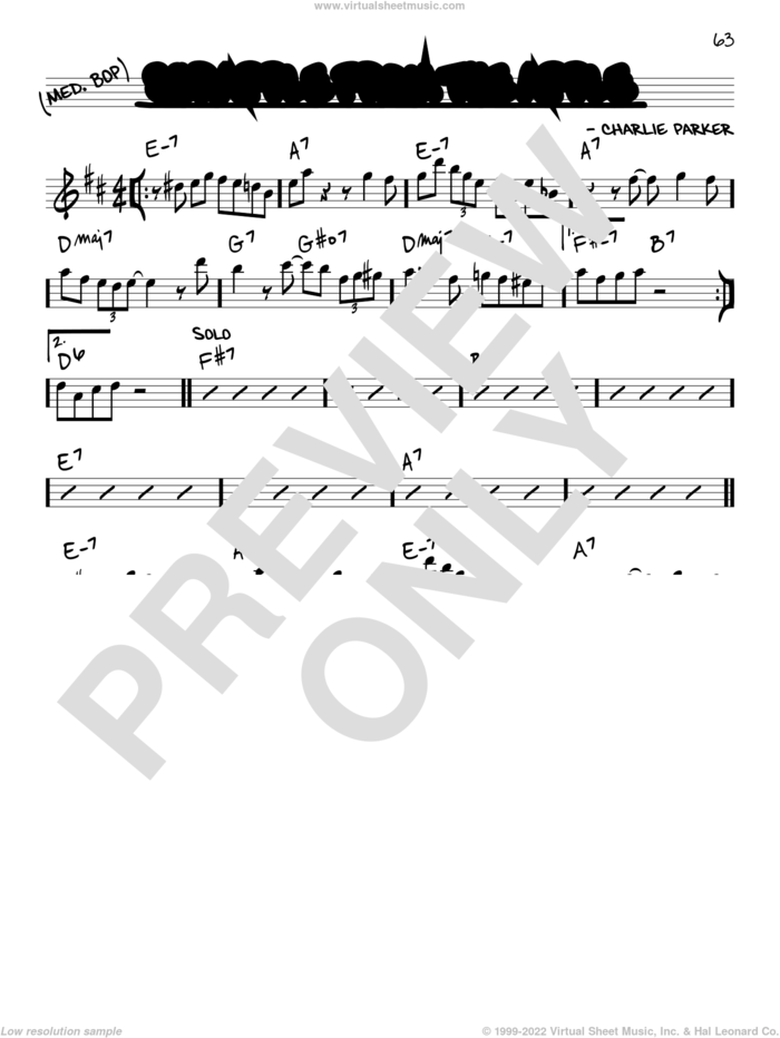 Scrapple From The Apple sheet music for voice and other instruments (in Eb) by Charlie Parker, intermediate skill level