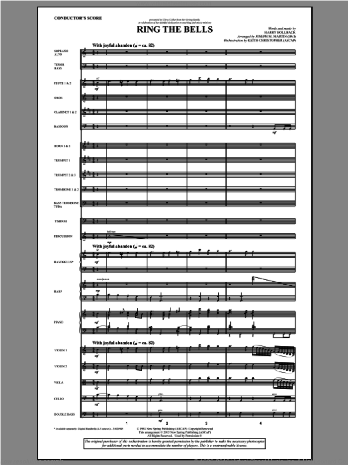 Ring the Bells (COMPLETE) sheet music for orchestra/band by Joseph M. Martin and Harry Bollback, intermediate skill level