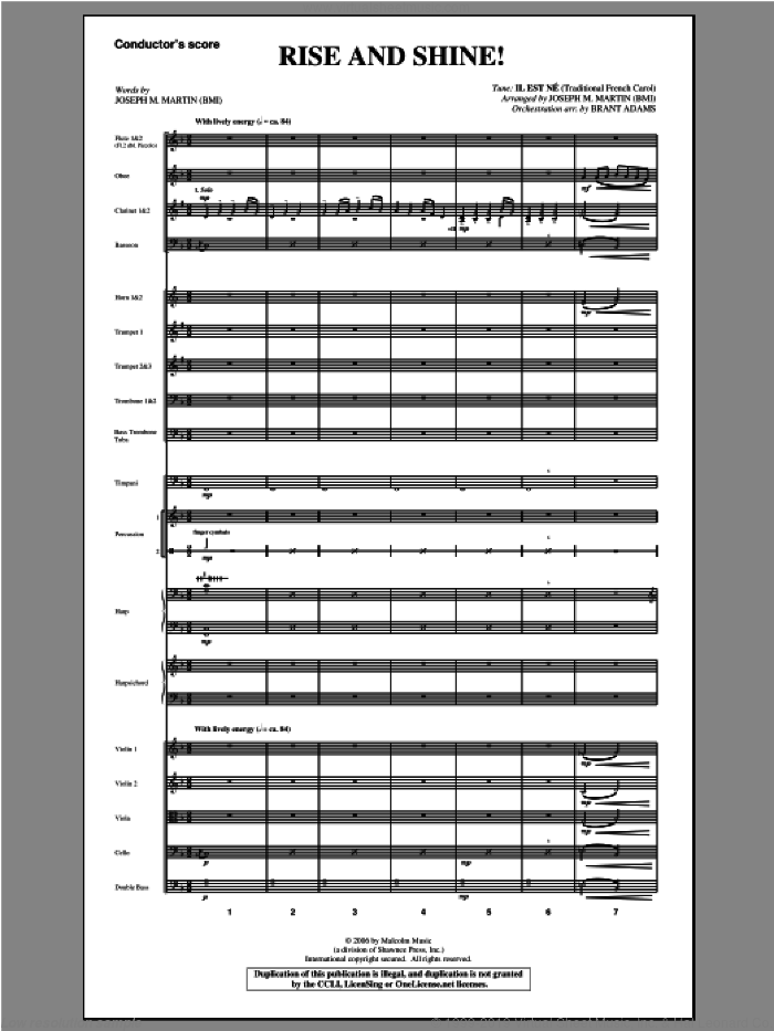 Rise And Shine! (from Ceremony Of Candles) (COMPLETE) sheet music for orchestra/band by Joseph M. Martin, intermediate skill level
