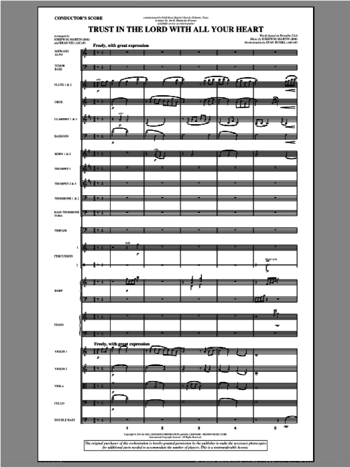 Trust In The Lord With All Your Heart (COMPLETE) sheet music for orchestra/band by Joseph M. Martin and Brad Nix, intermediate skill level