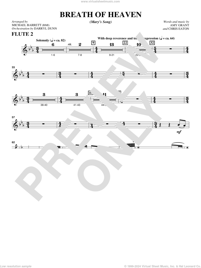 Breath Of Heaven (from 'All Is Well') sheet music for orchestra/band (flute 2) by Amy Grant and Michael Barrett, intermediate skill level