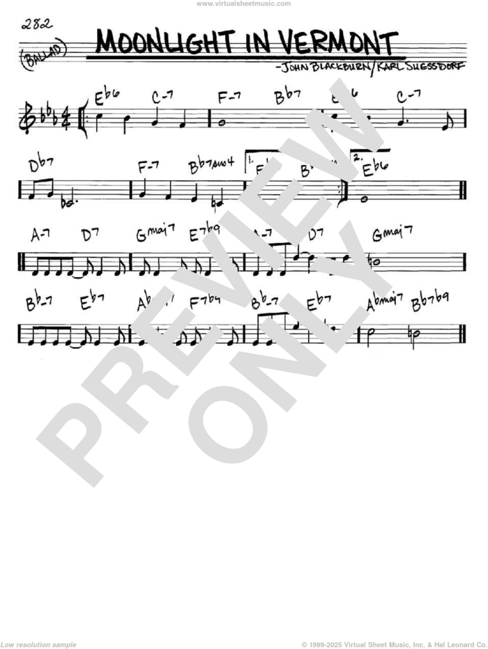 Moonlight In Vermont sheet music (real book melody and chords) (in C