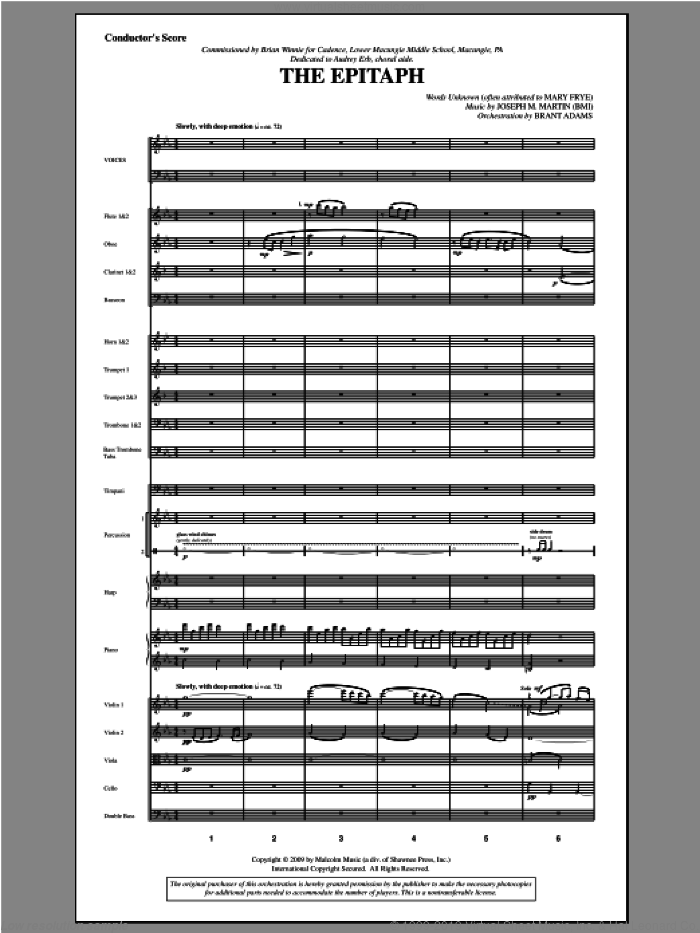 The Epitaph (COMPLETE) sheet music for orchestra/band by Joseph M. Martin, intermediate skill level