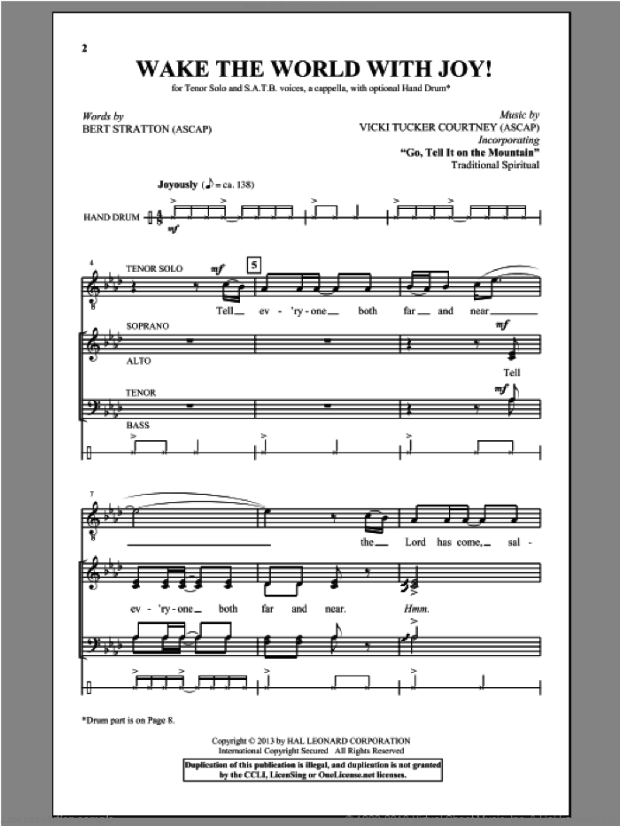 Wake The World With Joy! sheet music for choir (SATB: soprano, alto, tenor, bass) by Vicki Tucker Courtney, intermediate skill level