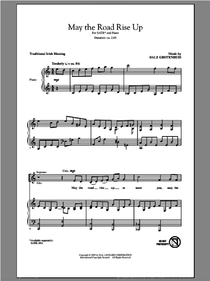 May The Road Rise Up sheet music for choir (SATB: soprano, alto, tenor, bass) by Dale Grotenhuis, intermediate skill level