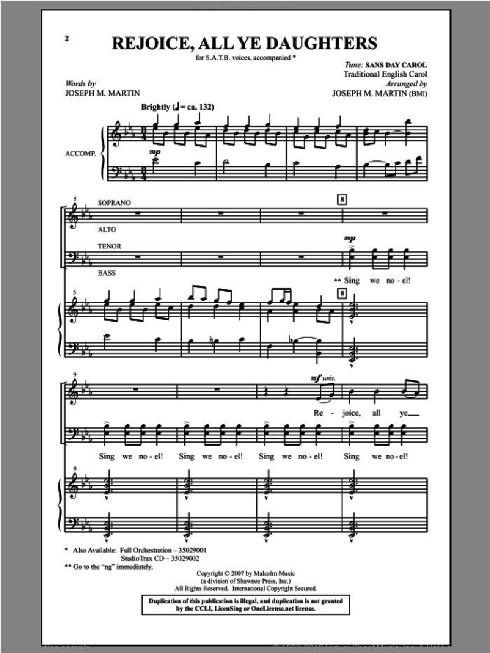 Rejoice, All Ye Daughters sheet music for choir (SATB: soprano, alto, tenor, bass) by Joseph M. Martin, intermediate skill level