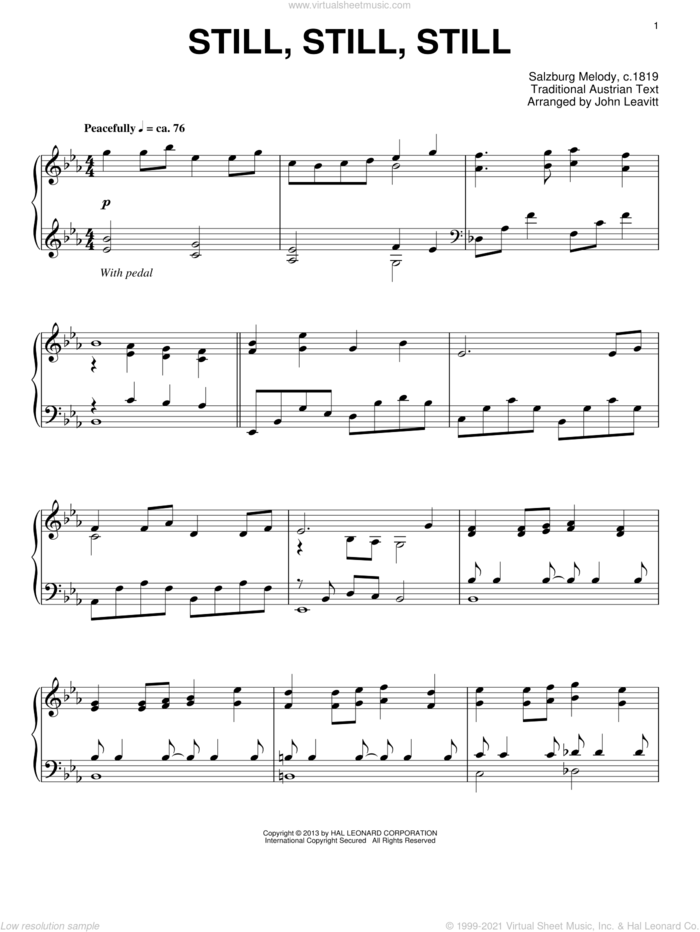 Still, Still, Still sheet music for piano solo by John Leavitt, intermediate skill level