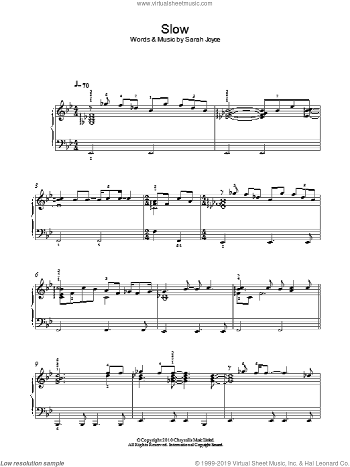 Slow sheet music for piano solo by Rumer and Sarah Joyce, intermediate skill level