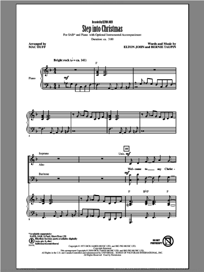 Step Into Christmas sheet music for choir (SAB: soprano, alto, bass) by Mac Huff, intermediate skill level