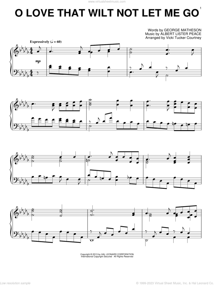 O Love That Wilt Not Let Me Go sheet music for piano solo by Vicki Tucker Courtney, intermediate skill level