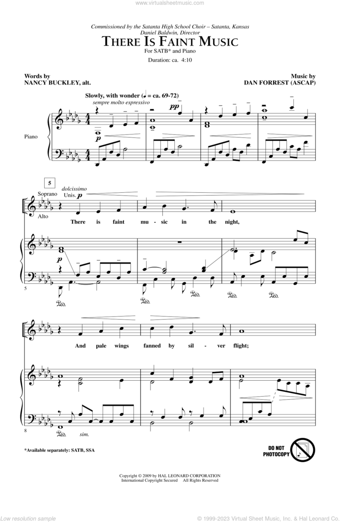 There Is Faint Music sheet music for choir (SATB: soprano, alto, tenor, bass) by Dan Forrest, intermediate skill level