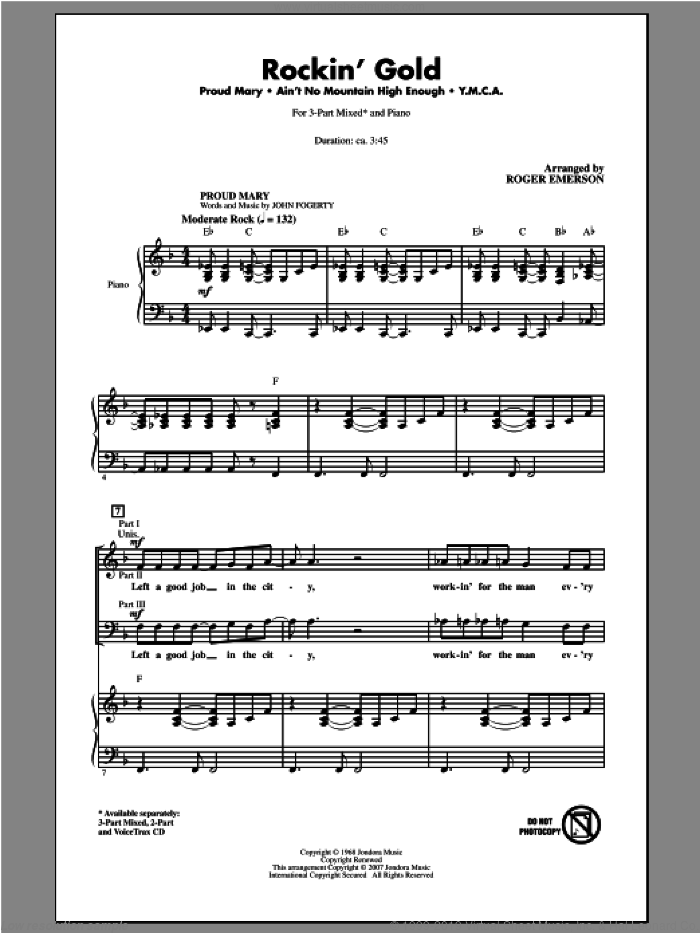 Rockin' Gold (Medley) sheet music for choir (3-Part Mixed) by Roger Emerson, intermediate skill level