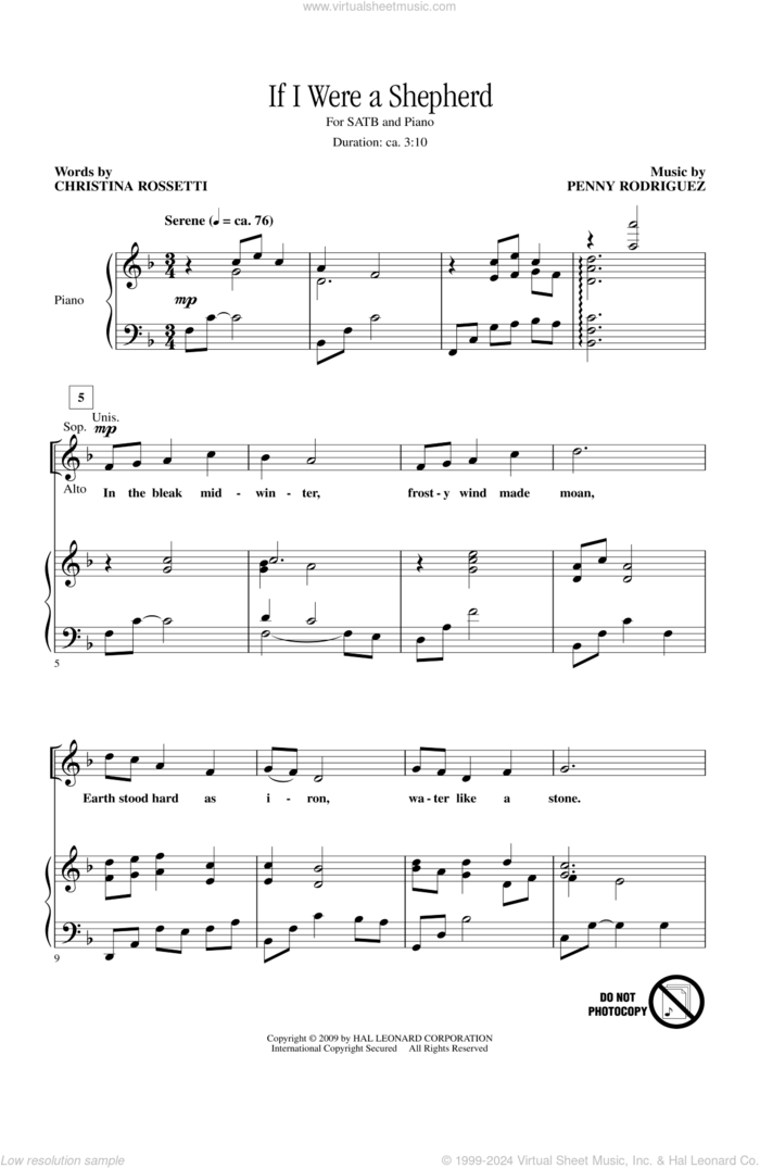 If I Were A Shepherd sheet music for choir (SATB: soprano, alto, tenor, bass) by Penny Rodriguez, intermediate skill level