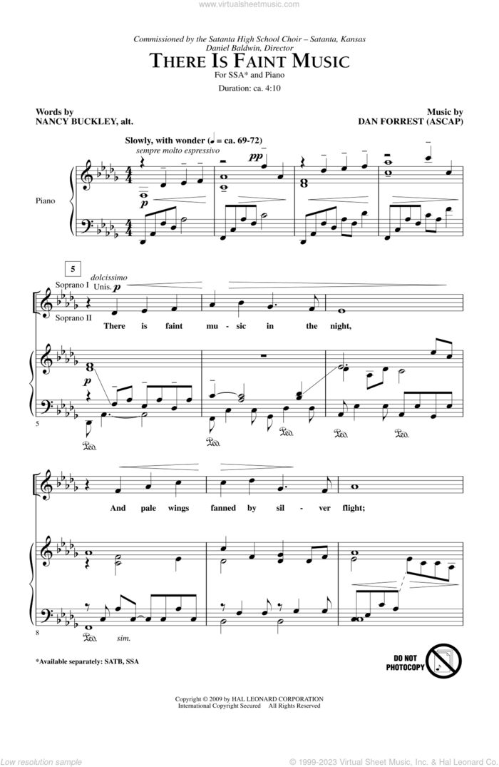 There Is Faint Music sheet music for choir (SSA: soprano, alto) by Dan Forrest and Nancy Buckley, intermediate skill level