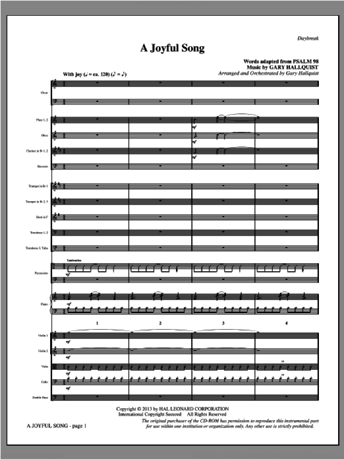 A Joyful Song (COMPLETE) sheet music for orchestra/band by Gary Hallquist, intermediate skill level