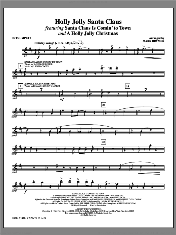 Holly Jolly Santa Claus (complete set of parts) sheet music for orchestra/band by Mark Brymer, intermediate skill level