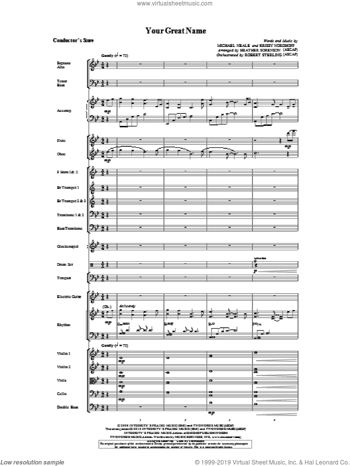 Your Great Name (COMPLETE) sheet music for orchestra/band by Heather Sorenson and Krissy Nordhoff, intermediate skill level