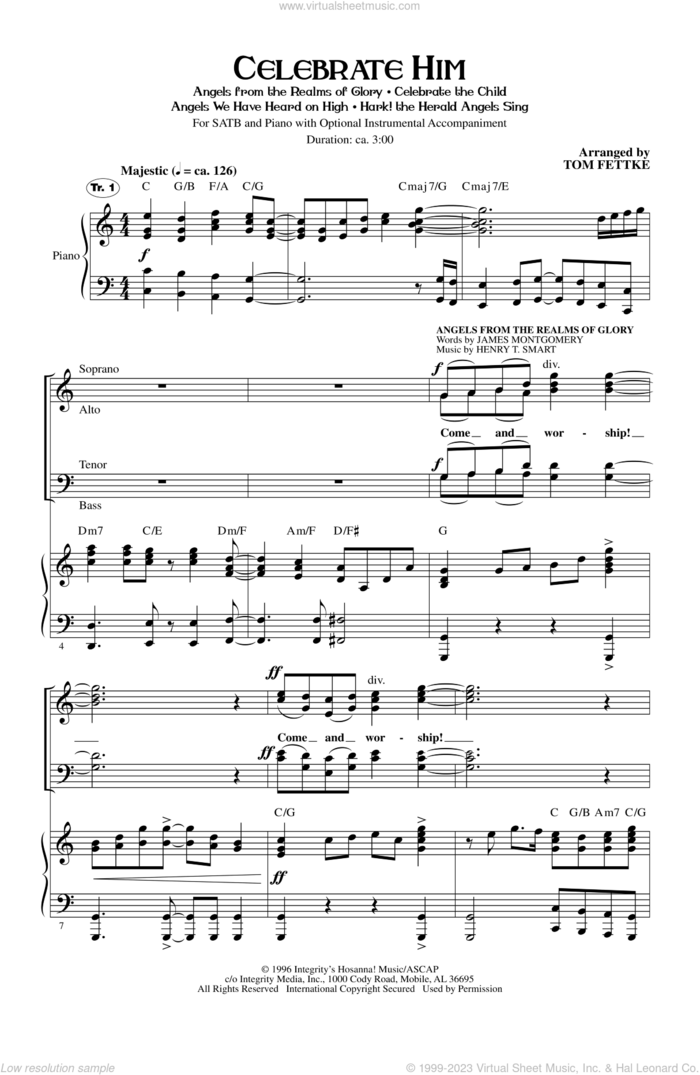 Celebrate Him (Medley) sheet music for choir (SATB: soprano, alto, tenor, bass) by Tom Fettke, intermediate skill level