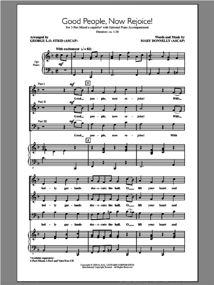 Good People, Now Rejoice! sheet music for choir (3-Part Mixed) by George L.O. Strid, intermediate skill level