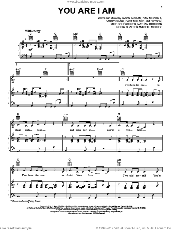 You Are I Am sheet music for voice, piano or guitar by MercyMe, intermediate skill level