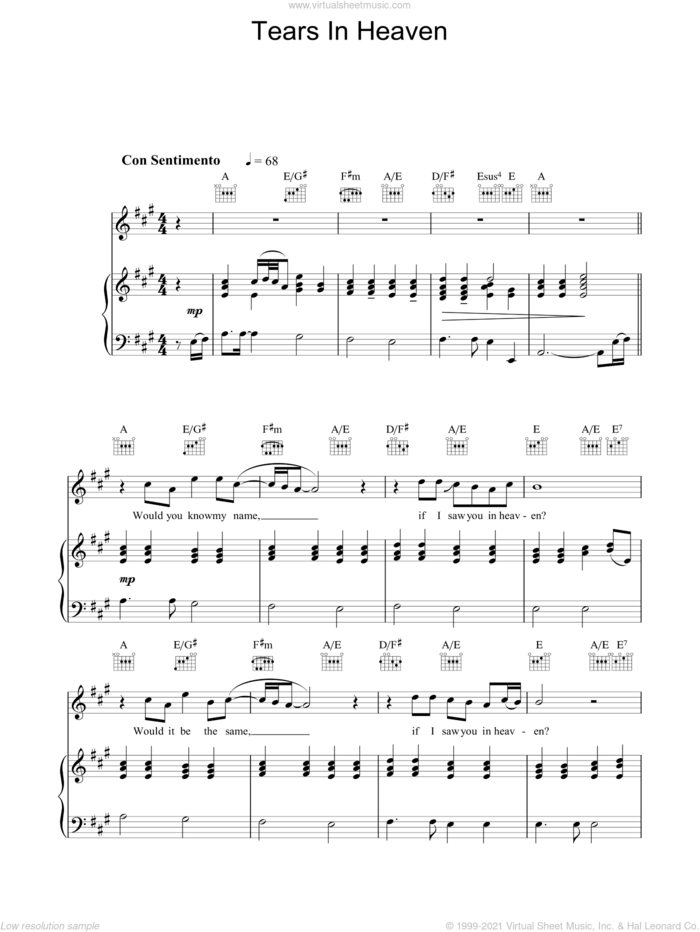 Tears In Heaven sheet music for voice, piano or guitar by The Choirboys, Eric Clapton and Will Jennings, intermediate skill level