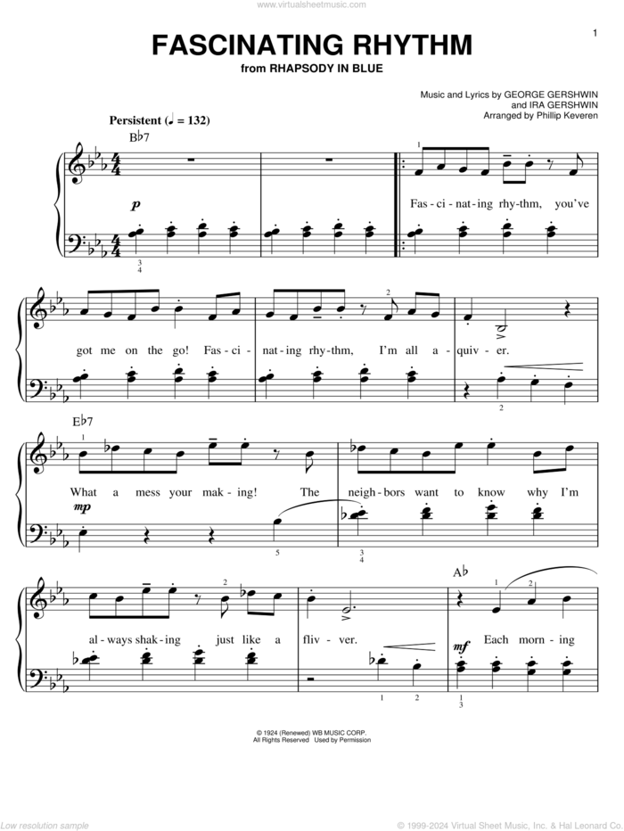 Fascinating Rhythm (arr. Phillip Keveren) sheet music for piano solo by Phillip Keveren, George Gershwin and Ira Gershwin, easy skill level