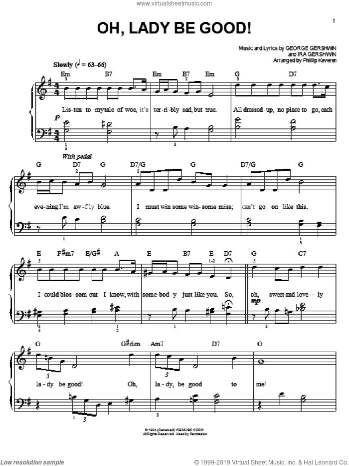 Oh, Lady Be Good! (arr. Phillip Keveren) sheet music for piano solo by Phillip Keveren, George Gershwin and Ira Gershwin, easy skill level