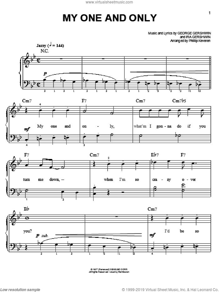 My One And Only (arr. Phillip Keveren) sheet music for piano solo by Phillip Keveren, George Gershwin and Ira Gershwin, easy skill level
