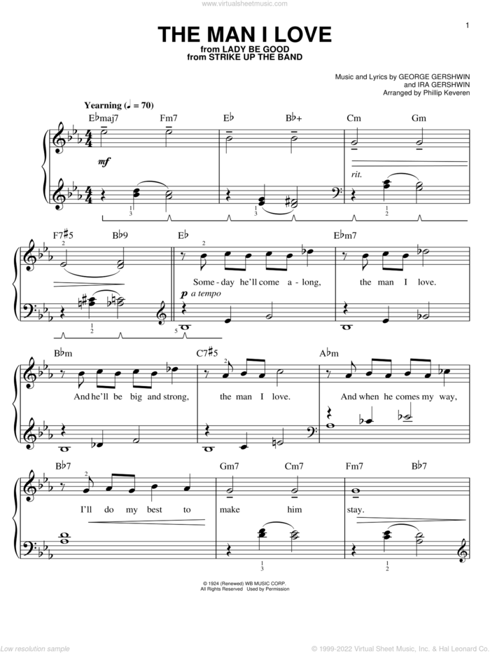 The Man I Love (arr. Phillip Keveren) sheet music for piano solo by Phillip Keveren, George Gershwin and Ira Gershwin, easy skill level