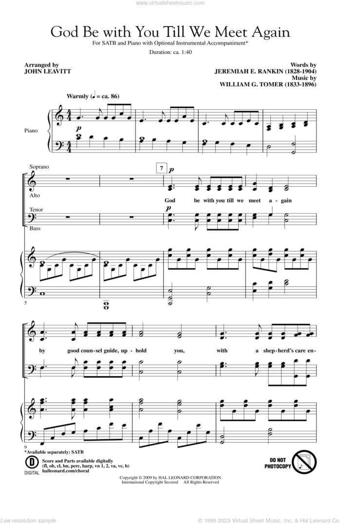 God Be With You Till We Meet Again sheet music for choir (SATB: soprano, alto, tenor, bass) by John Leavitt, intermediate skill level
