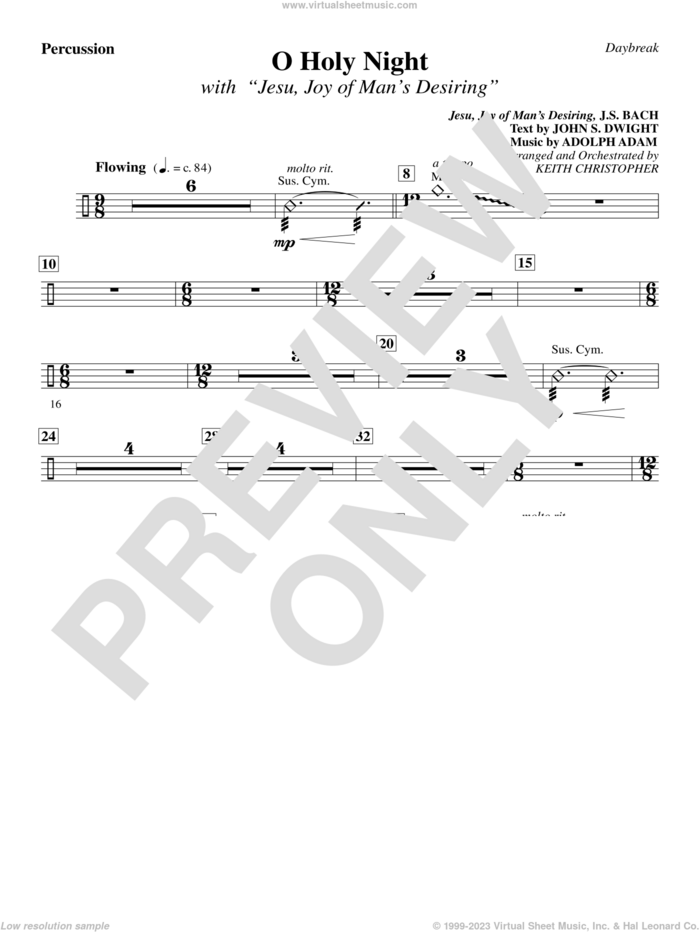 O Holy Night (with 'Jesu, Joy of Man's Desiring') sheet music for orchestra/band (percussion) by Keith Christopher, intermediate skill level