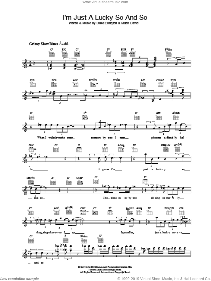 I'm Just A Lucky So And So sheet music for voice and other instruments (fake book) by Diana Krall, Duke Ellington and Mack David, intermediate skill level