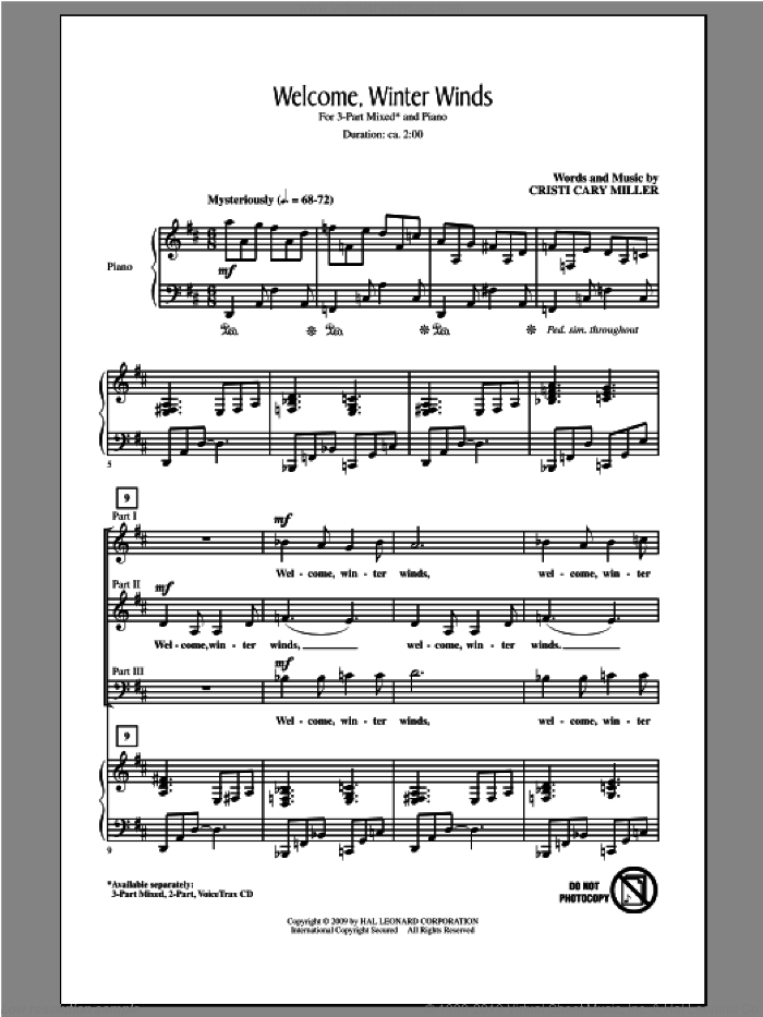 Welcome Winter Winds sheet music for choir (3-Part Mixed) by Cristi Cary Miller, intermediate skill level