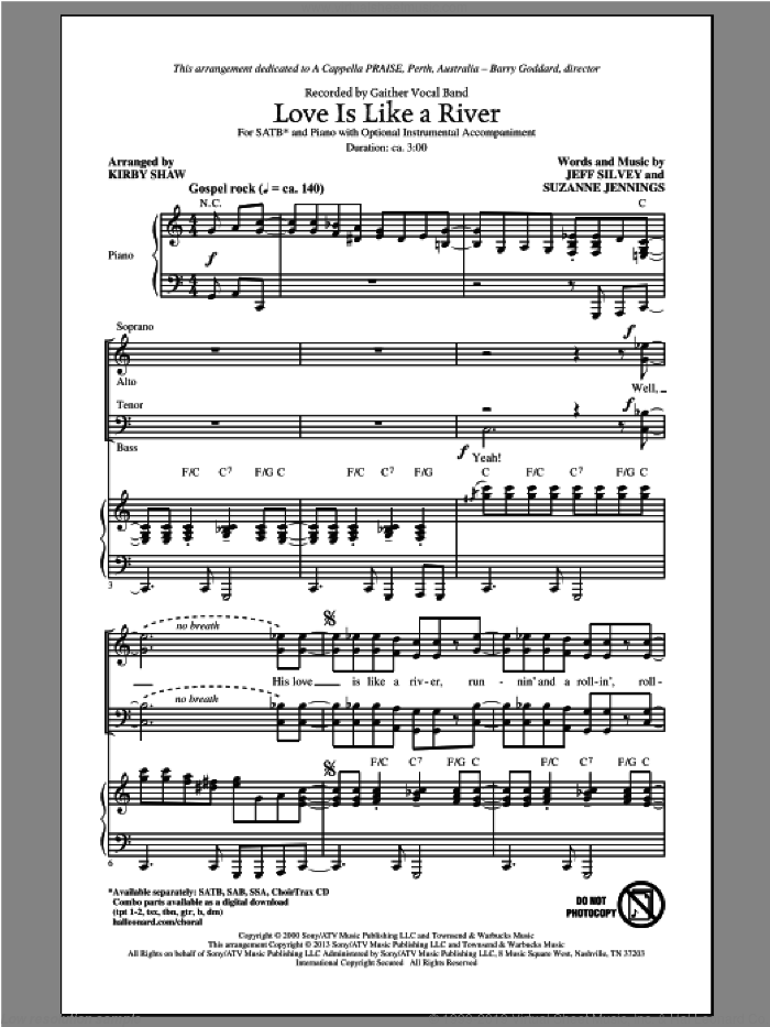 Love Is Like A River sheet music for choir (SATB: soprano, alto, tenor, bass) by Kirby Shaw, intermediate skill level