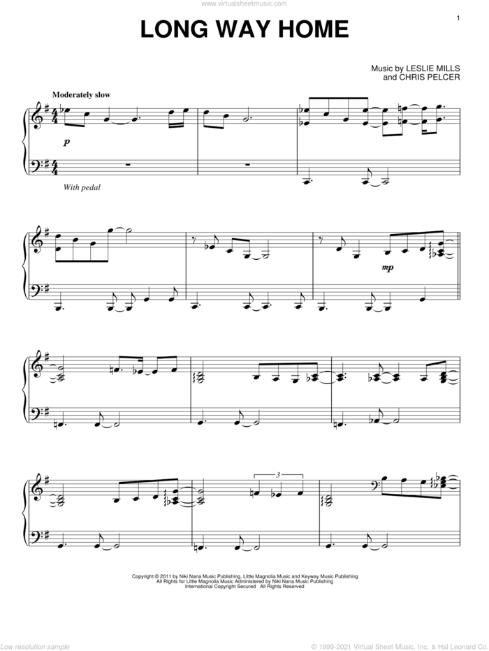 Long Way Home sheet music for piano solo by Yanni, intermediate skill level